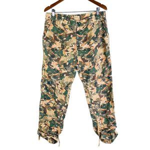 sundance lagoon camo pants Women’s Size 12 Linen Blend Resort Tropical Palm